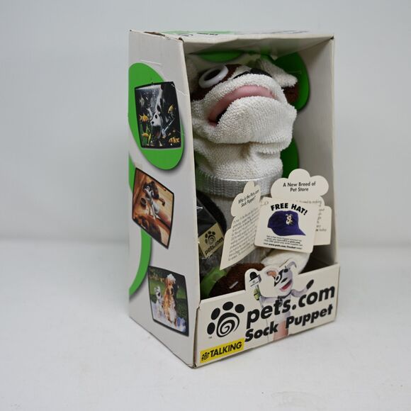 Vintage Pets.com Sock Puppet Talking Plush New in Box 1999 Dot Com Era